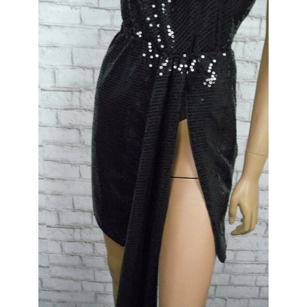 h:ours Black Sequin Draped & Pleated Dress w/ Bodysuit Small NEW - Picture 6 of 8